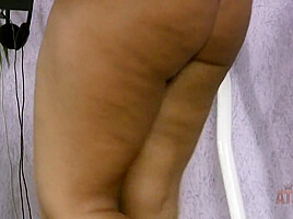 Busty Ebony Babe Marchea Strips And Spreads Her Hairy Pussy While She Works Out