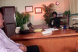 Black brunette milf Stacy Adams with hot love bubbles in fetish action in office